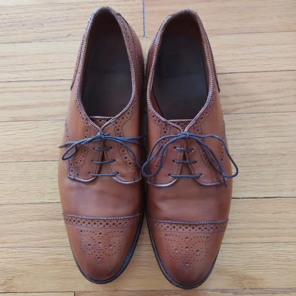 EUC Mens Allen Edmonds Leather Shoes Sanford British Tan Lace Up Size 13 E - Picture 2 of 13